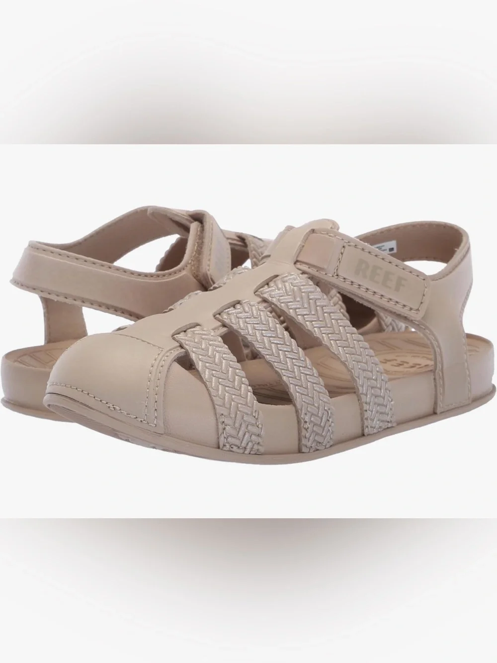 Reef Kids Braided Strappy Fisherman‎ Sandals - Beige Size 10